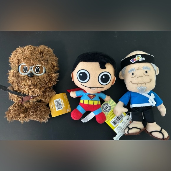New plush toys lot of 3 star wars chewy/DC comics superman/fruit ninja halfbrick - Picture 1 of 5